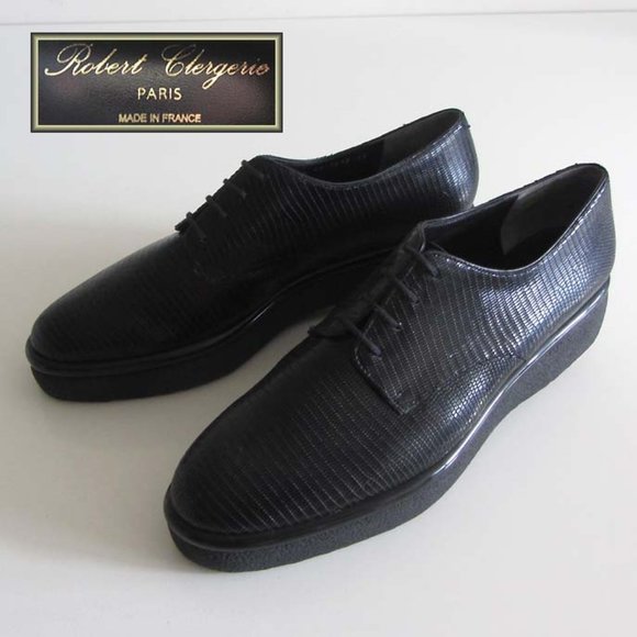 ROBERT CLERGERIE platform wedge derbies 10 US 40.5